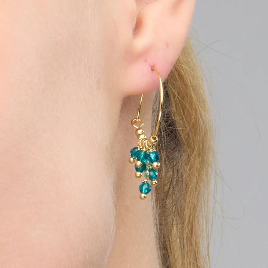 Pendientes de Plata de Ley 925 y Cristal Verde acabado oro amarillo de 18k - Drako