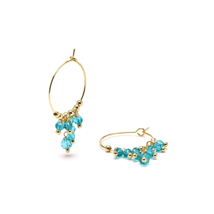 Pendientes de Plata de Ley 925 y Cristal Verde acabado oro amarillo de 18k - Drako