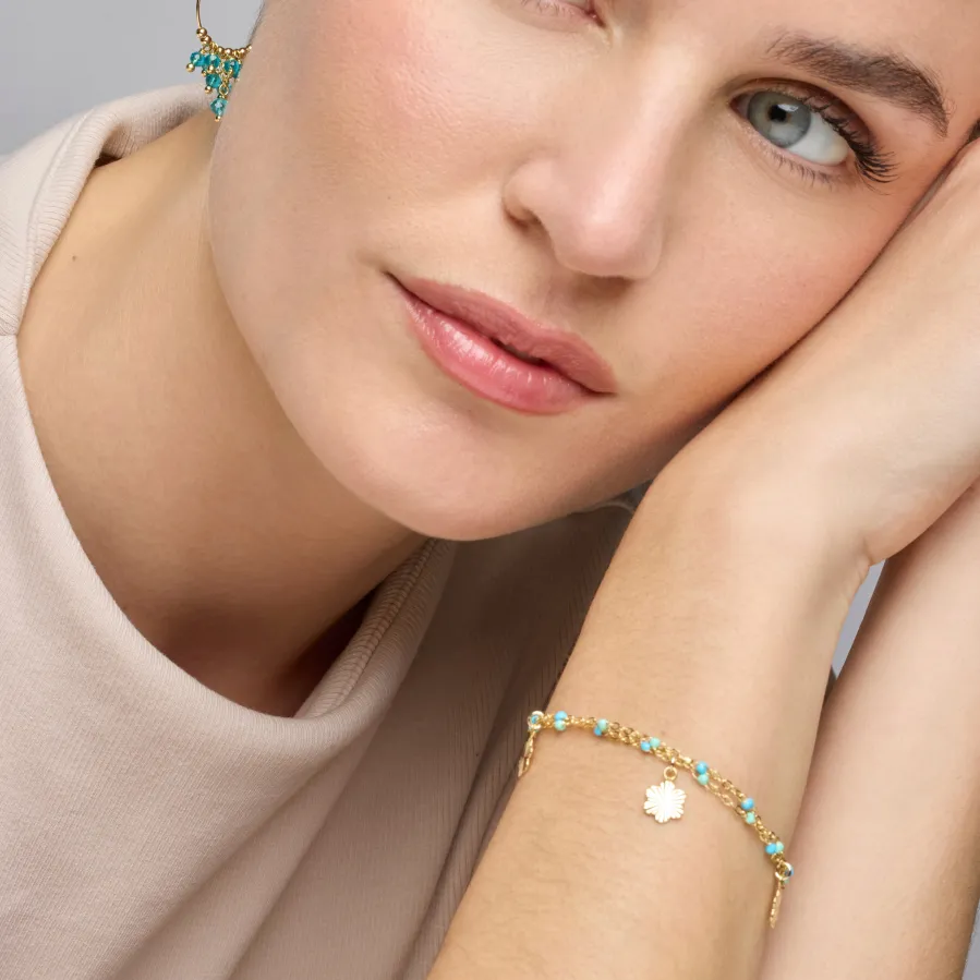 Pendientes de Plata de Ley 925 y Cristal Verde acabado oro amarillo de 18k - Drako