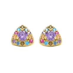 Pendientes de Plata de Ley 925 y Circonita Multicolor acabado en oro amarillo 18k - Aldra