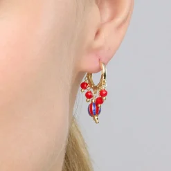 Pendientes de Plata de Ley 925 y Lacado Rojo acabado oro amarillo de 18k - Towi