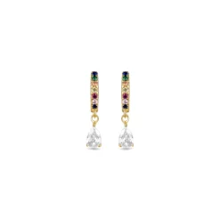 Pendientes de Plata de Ley 925 con Circonita Multicolor acabados en oro amarillo 18K - Intheon