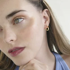Pendientes de Plata de Ley 925 con Circonita Multicolor acabados en oro amarillo 18K - Hinnar
