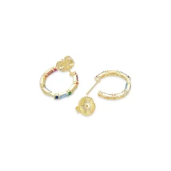 Pendientes de Plata de Ley 925 con Circonita Multicolor acabados en oro amarillo 18K - Hinnar