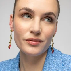 Pendientes de Plata de Ley 925 y Cuarzo Hidrotermal Multicolor acabado oro amarillo de 18k - Jedo