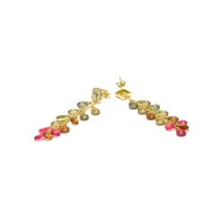 Pendientes de Plata de Ley 925 y Cuarzo Hidrotermal Multicolor acabado oro amarillo de 18k - Jedo