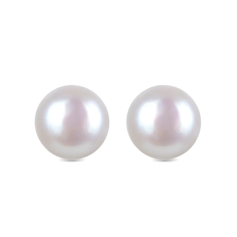 Pendientes de Plata de Ley 925 de 10mm con Perla Blanca acabados en rodio - Básico