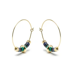 Pendientes de Plata de Ley 925 y Malaquita acabado oro amarillo de 18k - Darkba