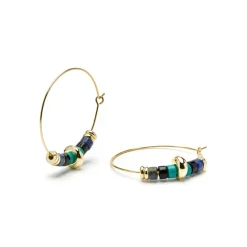 Pendientes de Plata de Ley 925 y Malaquita acabado oro amarillo de 18k - Darkba