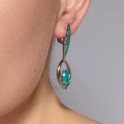 Pendientes de Plata de Ley 925 y Cuarzo Hidrotermal Verde Paraiba acabado rodio - Incro