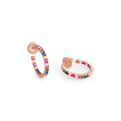 Pendientes de Plata de Ley 925 con Circonita Multicolor acabados en oro rosa 18K - Vyamba
