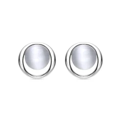 Pendientes de Plata de Ley 925 con Ojo de Gato acabados en rodio - Jesoa