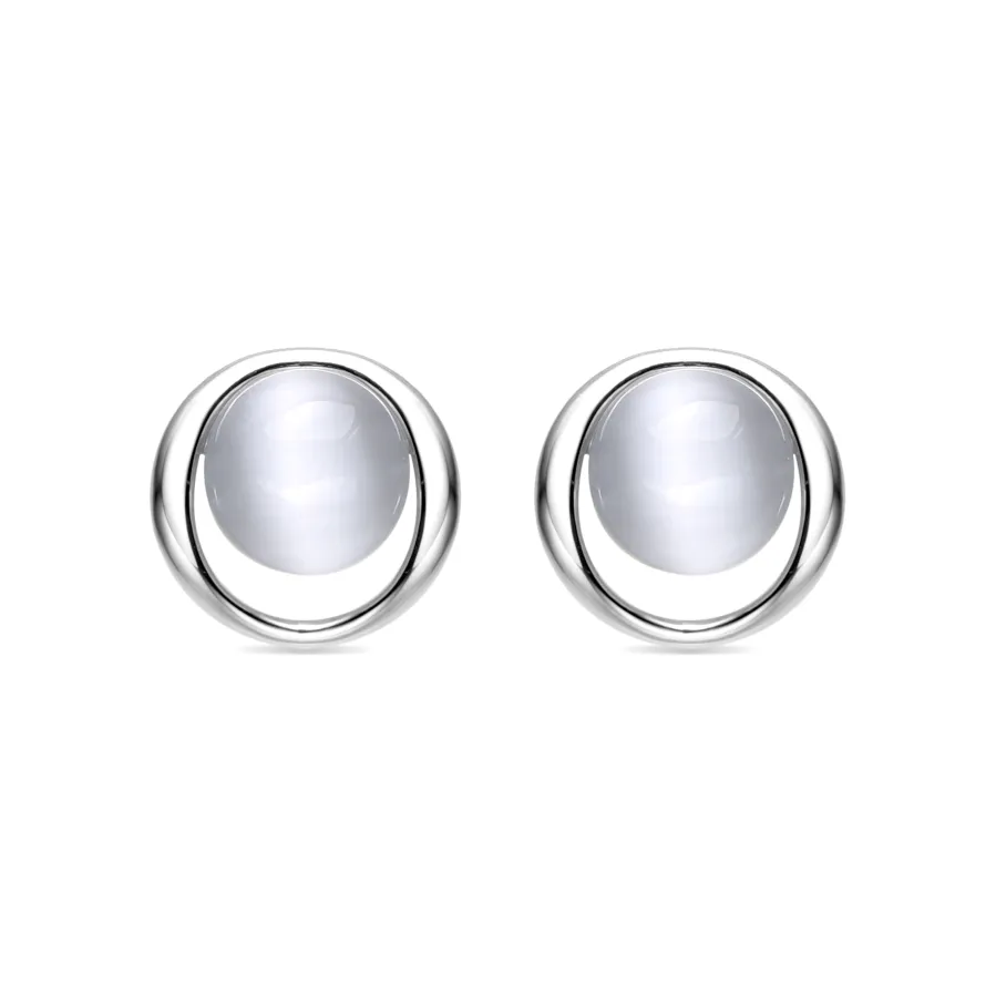 Pendientes de Plata de Ley 925 con Ojo de Gato acabados en rodio - Jesoa