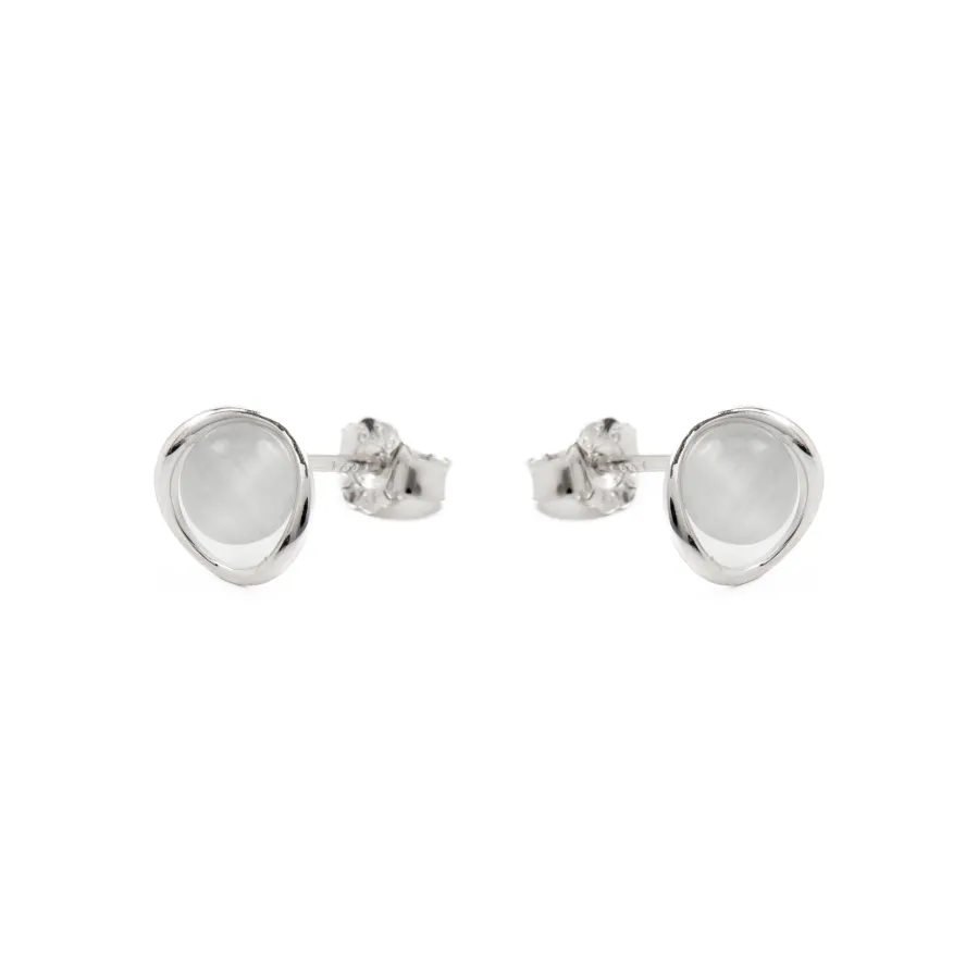 Pendientes de Plata de Ley 925 con Ojo de Gato acabados en rodio - Jesoa