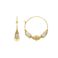 Pendientes de Plata de Ley 925 y Madreperla Blanca acabado oro amarillo de 18k - Darkba