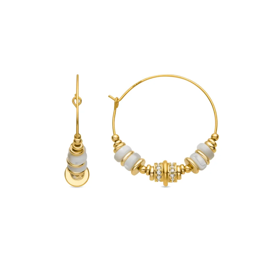 Pendientes de Plata de Ley 925 y Madreperla Blanca acabado oro amarillo de 18k - Darkba