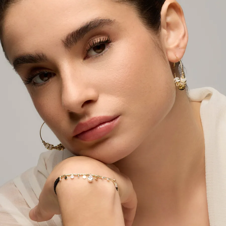 Pendientes de Plata de Ley 925 y Madreperla Blanca acabado oro amarillo de 18k - Darkba