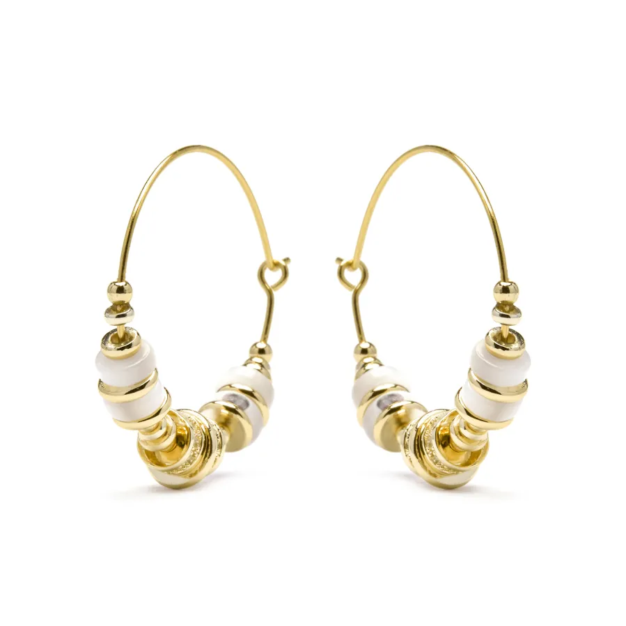 Pendientes de Plata de Ley 925 y Madreperla Blanca acabado oro amarillo de 18k - Darkba