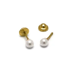 Pendientes de Plata de Ley 925 con Perla Blanca acabados en oro amarillo 18K - Danlug
