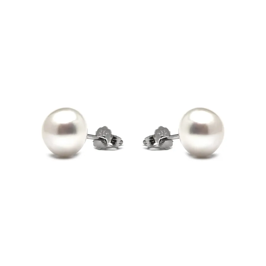 Pendientes de Plata de Ley 925 con Perla Blanca acabados en rodio - Essential