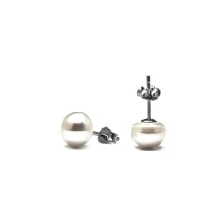 Pendientes de Plata de Ley 925 con Perla Blanca acabados en rodio - Essential