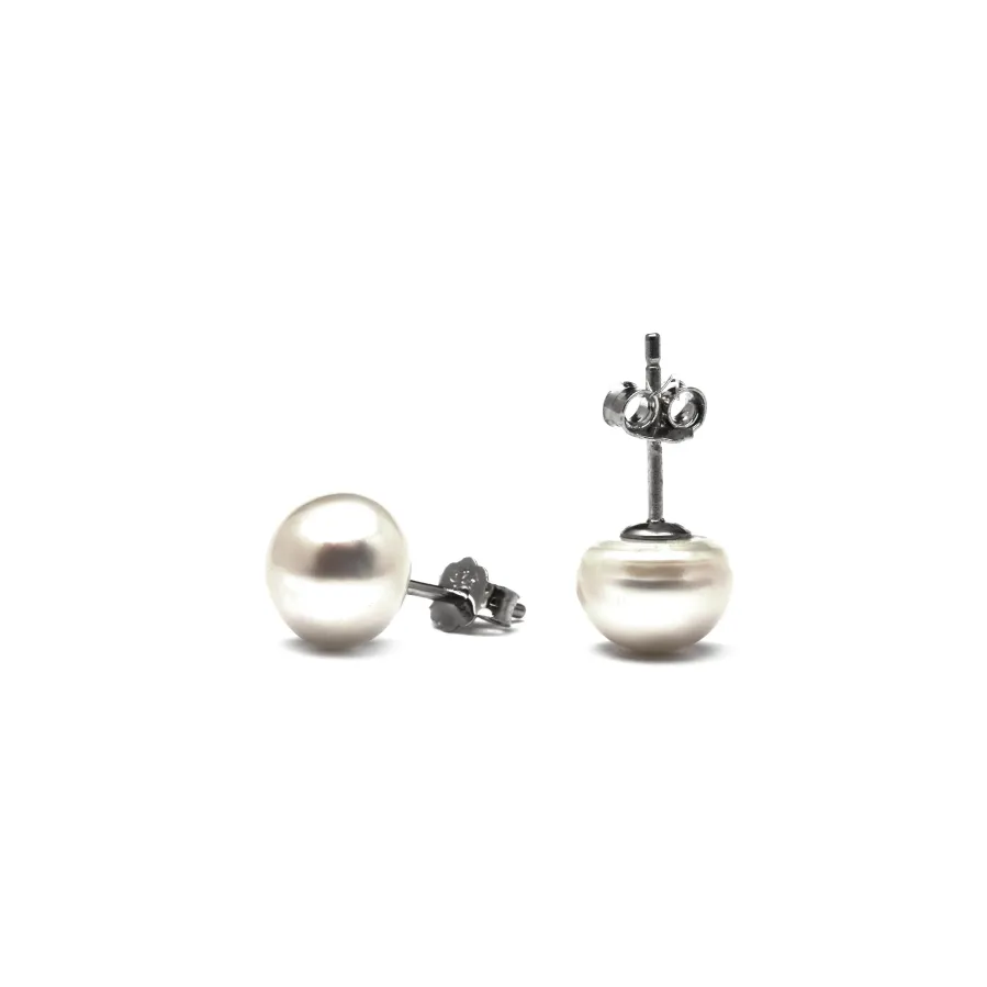Pendientes de Plata de Ley 925 con Perla Blanca acabados en rodio - Essential