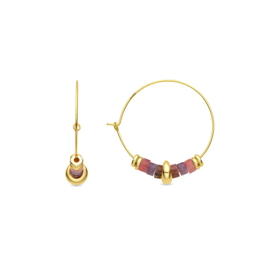 Pendientes de Plata de Ley 925 y Amatista Natural acabado oro amarillo de 18k - Darkba