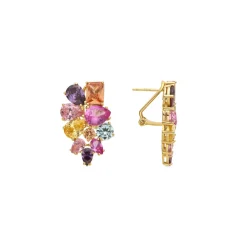 Pendientes de Plata de Ley 925 y Circonita Multicolor acabado oro 18k - Diopra
