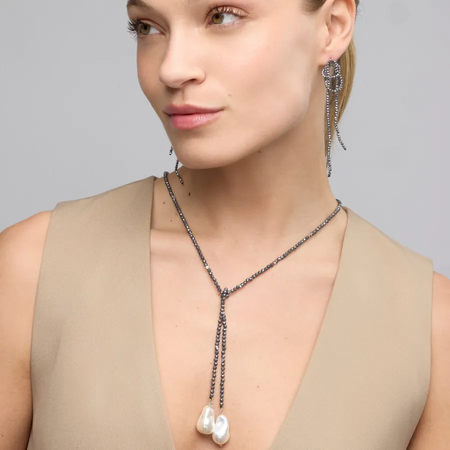 Pendientes de Plata de Ley 925 y Hematite acabado rodio - Lima