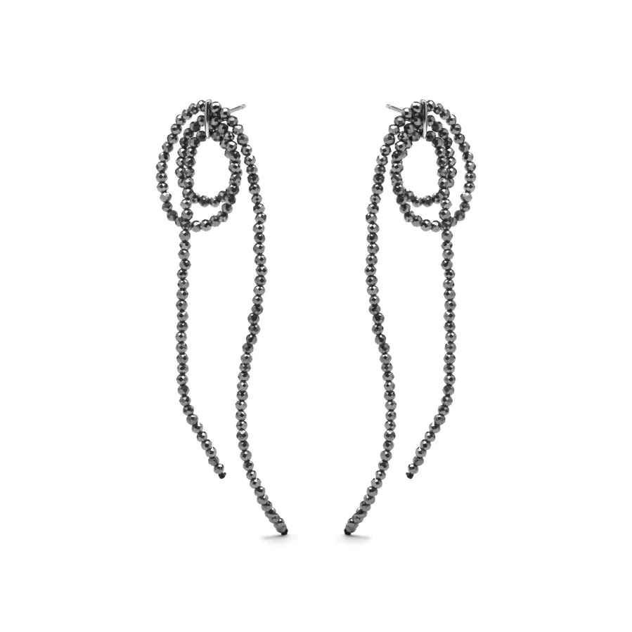 Pendientes de Plata de Ley 925 y Hematite acabado rodio - Lima