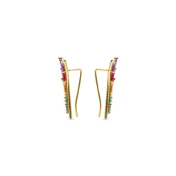 Pendientes de Plata de Ley 925 y Circonita Multicolor acabado en oro amarillo 18k - Nikon