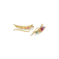 Pendientes de Plata de Ley 925 y Circonita Multicolor acabado en oro amarillo 18k - Nikon