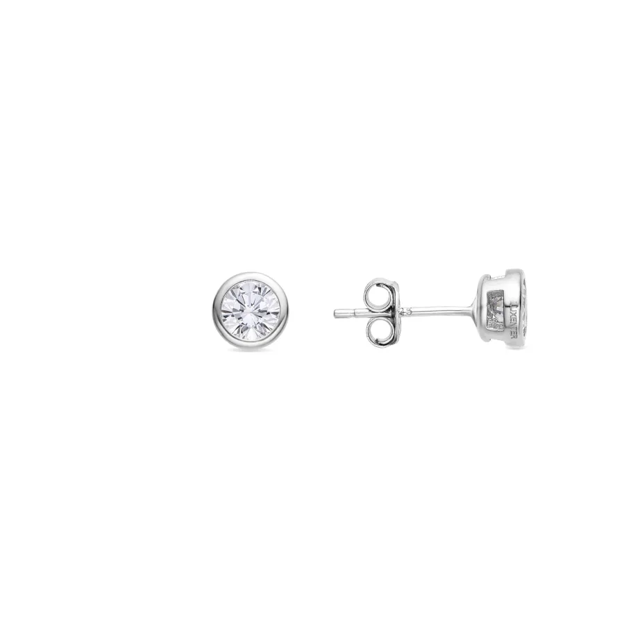 Pendientes de Plata de Ley 925 con Circonita Brillante acabado Rodio - Basili