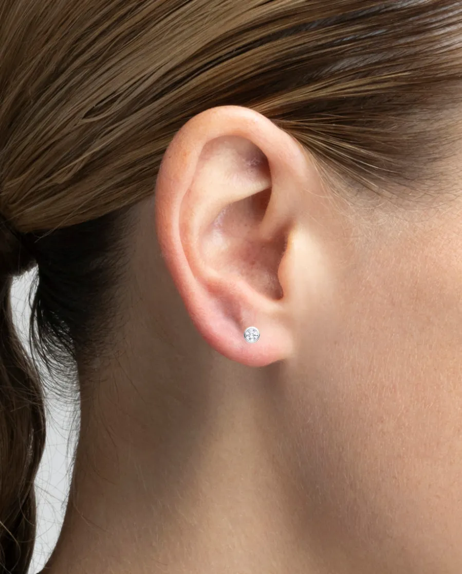Pendientes de Plata de Ley 925 con Circonita Brillante acabado Rodio - Basili