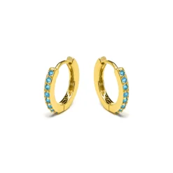 Pendientes de Plata de Ley 925 con Cuarzo Hidrotermal Verde Claro acabados en oro amarillo 18K - Valarys