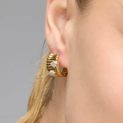 Pendientes de Plata de Ley 925 y Circonita Brillante acabado oro amarillo de 18k - Samon