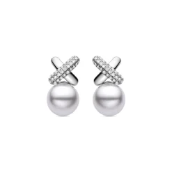 Pendientes de Plata de Ley 925 con Perla Blanca acabados en rodio - Geyah