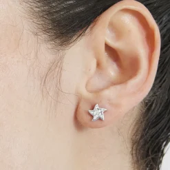 Pendientes de Plata de Ley 925 con Circonita Brillante acabados en rodio - Tsya