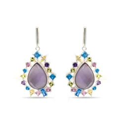 Pendientes de Plata de Ley 925 y Circonita Multicolor acabado rodio - Shigua