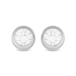 Pendientes de Plata de Ley 925 de 8mm con Circonita acabados en rodio - Imrak