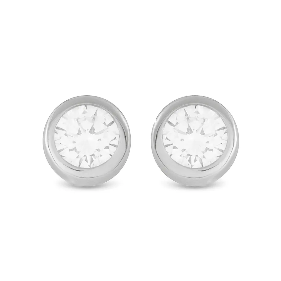 Pendientes de Plata de Ley 925 de 8mm con Circonita acabados en rodio - Imrak