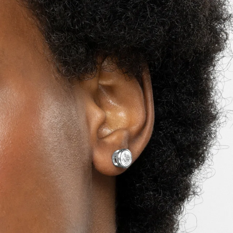 Pendientes de Plata de Ley 925 de 8mm con Circonita acabados en rodio - Imrak