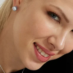 Pendientes de Plata de Ley 925 de 8mm con Circonita acabados en rodio - Imrak