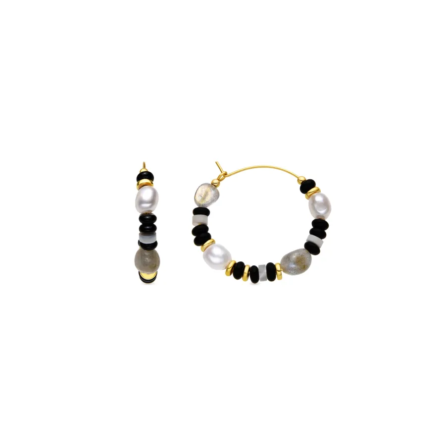 Pendientes de Plata de Ley 925 y Onix acabado oro 18k - Nanys