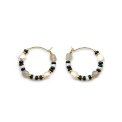 Pendientes de Plata de Ley 925 y Onix acabado oro 18k - Nanys