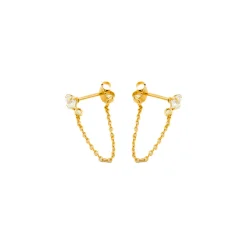 Pendientes de Plata de Ley 925 con Circonita Brillante acabados en oro amarillo 18K - Essential