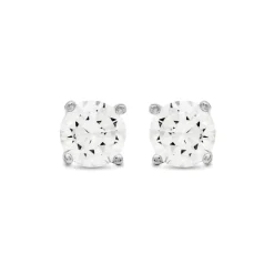 Pendientes de Plata de Ley 925 de 5mm con Circonita acabados en rodio - Básico