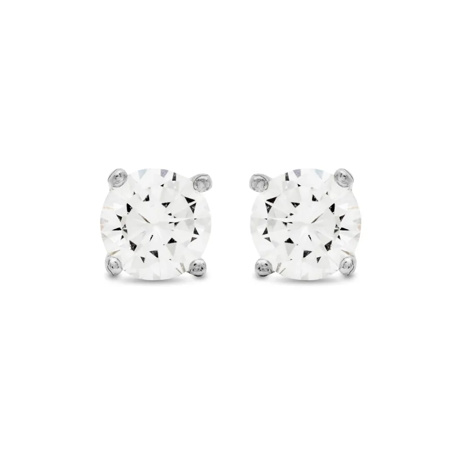 Pendientes de Plata de Ley 925 de 5mm con Circonita acabados en rodio - Básico