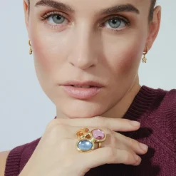 Pendientes de Plata de Ley 925 con Circonita Brillante acabados en oro amarillo 18K - Wabak