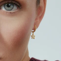 Pendientes de Plata de Ley 925 con Circonita Brillante acabados en oro amarillo 18K - Wabak